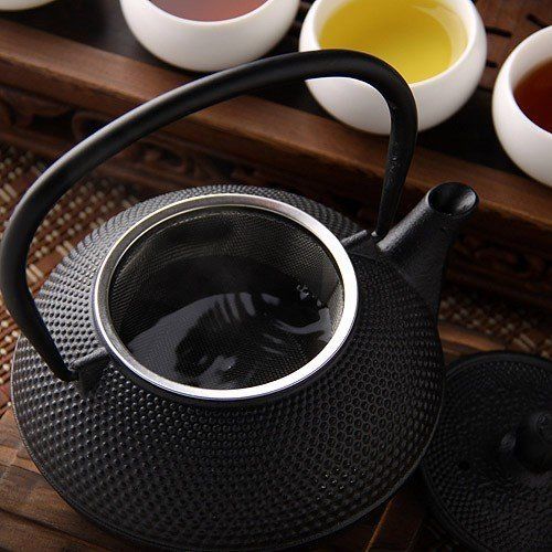  Kendal 4-piece Japanese Cast Iron Teapot with Infuser for Loose Leaf Tea Tetsubin Tea Kettle Set Black w/Trivet (10 oz)