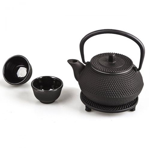  Kendal 4-piece Japanese Cast Iron Teapot with Infuser for Loose Leaf Tea Tetsubin Tea Kettle Set Black w/Trivet (10 oz)