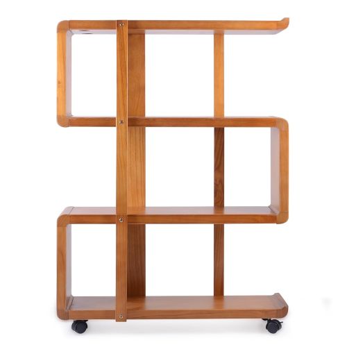  Kendal 4 Tiers Wood Bookshelf Rack Organizer with Dismountable Construction and Lockable Casters WBS01AK