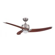 Kendal Lighting AC17152-SN Treo 52-Inch 3-Blade 1 Light Ceiling Fan, Satin Nickel Finish with Royal Walnut Blades and Opal White Glass