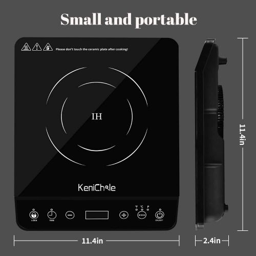  [아마존베스트]1800W Portable Induction Cooktop Countertop Burner - KeniChole Electric cooktop with 8 Temperature and 8 Power Setting, Induction Burner with Timer, and Child Safety Lock