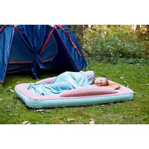  Kenley Toddler Travel Bed - Portable Air Bed with Safety Bumpers for Kids & Toddlers - Inflatable Sleeping Cot Floor Bed with Mattress & Blanket for Camping or Sleepover - Includes Pump