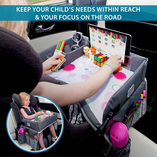  [아마존 핫딜] [아마존핫딜]Kenley Kids Travel Tray, Toddler Car Seat Lap Tray, 16.5 x 13.5 Inches (Blue/Gray)