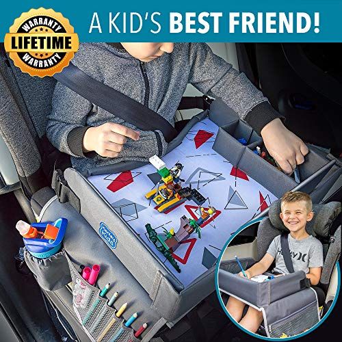  [아마존베스트]Kenley Kids Travel Tray, Toddler Car Seat Lap Tray, 16.5 x 13.5 Inches, Blue