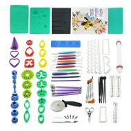 Kenman 73pcs Gum Paste Flower & Leaf Tools Kit with 36 Flowers Cutter Set,2 Impression Mat,8 Modelling Tool,Baking Book,4 Ball Tools,3 Flowers Drying Rack,6 Filling Stick,7 brush,6 Set Ca