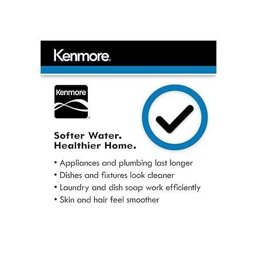  Kenmore 350 Water Softener With High Flow Valve | Reduce Hardness Minerals & Clear Water Iron In Your Home | Whole House | Easy To Install | Grey