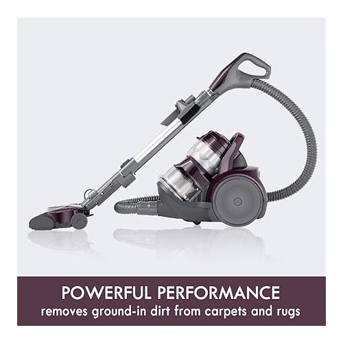  Kenmore Friendly Lightweight Bagless Compact Canister Vacuum with Pet Powermate, HEPA, Extended Telescoping Wand, Retractable Cord and 2 Cleaning Tools, Eggplant