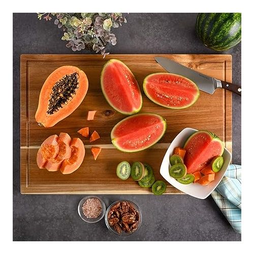  Kenmore Kenosha Heavy Duty Acacia Wood Extra Large Cutting Board W/Juice Grove, 24x16-inch