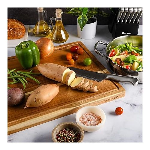  Kenmore Kenosha Heavy Duty Acacia Wood Extra Large Cutting Board W/Juice Grove, 24x16-inch