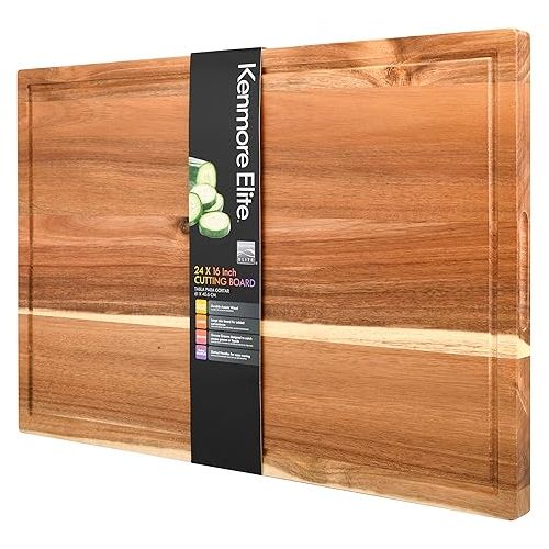  Kenmore Kenosha Heavy Duty Acacia Wood Extra Large Cutting Board W/Juice Grove, 24x16-inch