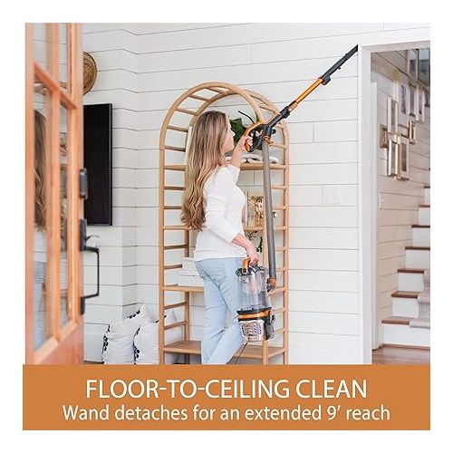  Kenmore DU4080 Featherlite Lift-Up Bagless Upright Vacuum 2-Motor Power Suction Lightweight Carpet Cleaner with HEPA Filter, 2 Cleaning Tools for Pet Hair, Hard Floor, Orange