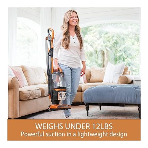  Kenmore DU4080 Featherlite Lift-Up Bagless Upright Vacuum 2-Motor Power Suction Lightweight Carpet Cleaner with HEPA Filter, 2 Cleaning Tools for Pet Hair, Hard Floor, Orange