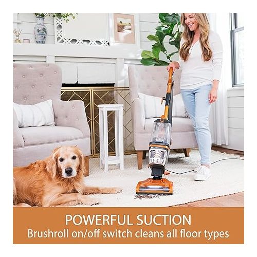  Kenmore DU4080 Featherlite Lift-Up Bagless Upright Vacuum 2-Motor Power Suction Lightweight Carpet Cleaner with HEPA Filter, 2 Cleaning Tools for Pet Hair, Hard Floor, Orange