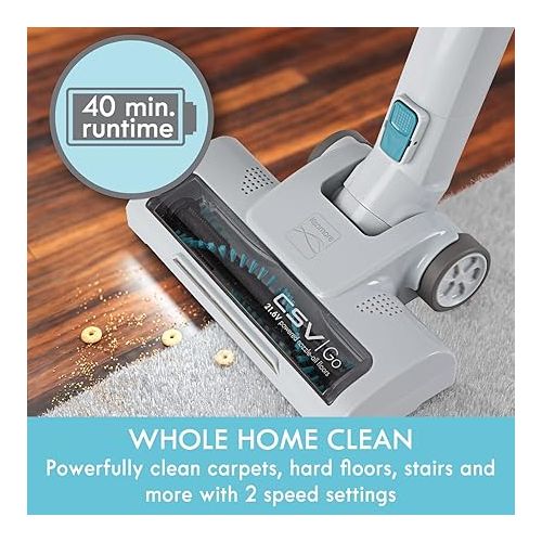  Kenmore DS4065 Cordless Stick Vacuum 1L Capacity Lightweight Cleaner 2-Speed Power Suction LED Headlight 2-in-1 Handheld for Hardwood Floor, Carpet & Dog Hair, Blue, DS4065