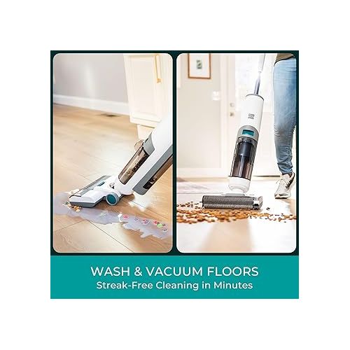  Kenmore HF5010 AquaLite 3-in-1 Cordless Wet Vacuum Hard Floor Cleaner with Automatic Air-Drying, 35mins Runtime & One Edge Self-Cleaning Mop for Multi-Surface and Messes, White