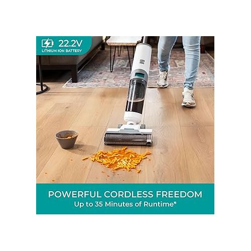  Kenmore HF5010 AquaLite 3-in-1 Cordless Wet Vacuum Hard Floor Cleaner with Automatic Air-Drying, 35mins Runtime & One Edge Self-Cleaning Mop for Multi-Surface and Messes, White