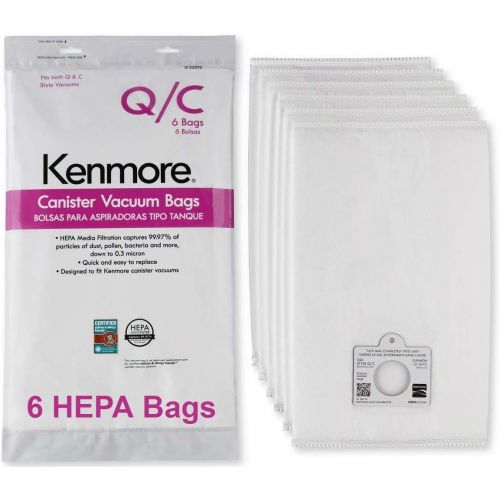  Kenmore Sears Genuine 6-Pack Кеnmоrе Canister Vacuum Bags 53292 Type Q - C HEPA for Canister Vacuums Cleaner