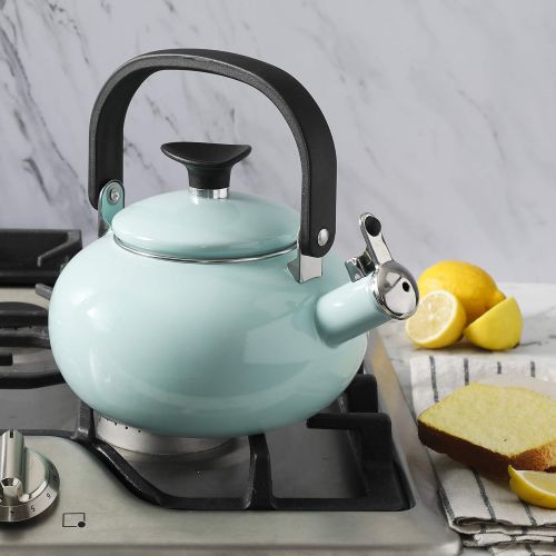  [아마존베스트]Kenmore Broadway Enamel on Steel Tea Kettle, 1.5-quart, Glacier Blue