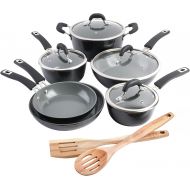 Kenmore Arlington Nonstick Ceramic Coated Forged Aluminum Induction Cookware, 12-Piece, Black Exterior/Grey Interior