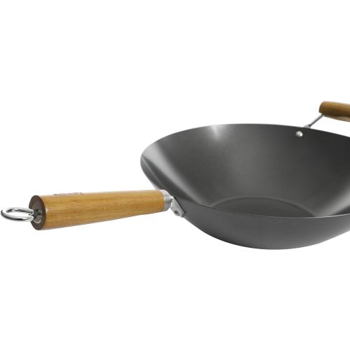  Kenmore Hammond Flat Bottom Carbon Steel Wok, 14-Inch, Black