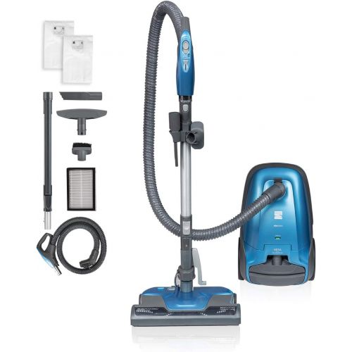  Kenmore BC3005 Pet Friendly Lightweight Bagged Canister Vacuum Cleaner with Extended Telescoping Wand, HEPA, 2 Motors, Retractable Cord, and 4 Cleaning Tools, Blue