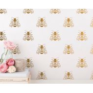 /KennaSatoDesigns Bee Wall Decals - Honey Bee Decal Set, Vinyl Wall Decals, Gift for Her, Bumble Bee Wall Stickers, Nursery Decals, Wall Decor