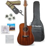 Antonio Giuliani Acoustic Guitar Bundle (Clear) (DN-1) - Dreadnought Guitar with Case, Strap, Strings and Accessories