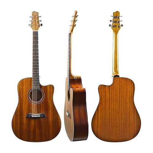  Antonio Giuliani Acoustic Guitar Bundle (Clear) (DN-1) - Dreadnought Guitar with Case, Strap, Strings and Accessories