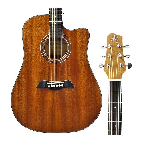  Antonio Giuliani Acoustic Guitar Bundle (Clear) (DN-1) - Dreadnought Guitar with Case, Strap, Strings and Accessories