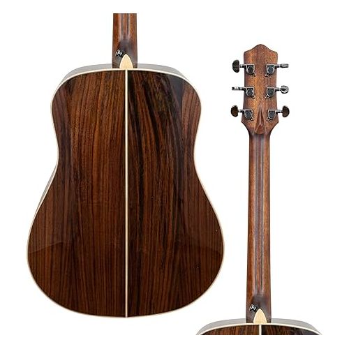  Antonio Giuliani DN-6 (Clear) Steel-String Acoustic Rosewood Guitar with Carrying Case, Strap, Picks, D'Addario Strings, and Accessories - Complete Guitar Bundle - Dreadnought