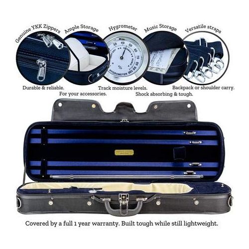  Kennedy Violins Portland Classic Violin Case (4/4, Blue)