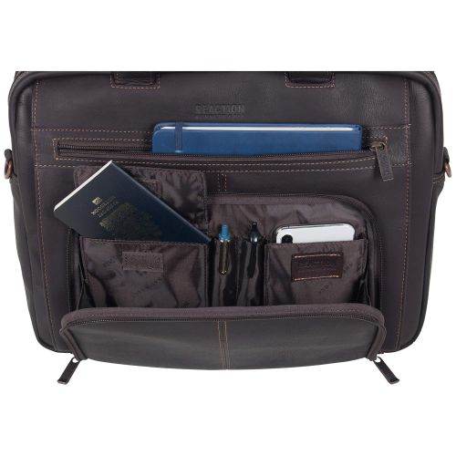  Kenneth+Cole+REACTION Kenneth Cole Reaction Colombian Leather RFID Briefcase - Fits 15.6 Laptops - For Work, School & Travel