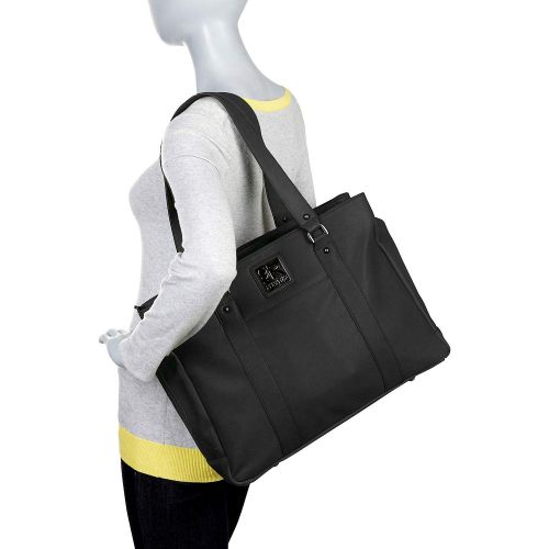  Kenneth+Cole+REACTION Kenneth Cole Reaction Hit A Triple Womens Pebbled Faux Leather Triple Compartment 15 Laptop Business Tote