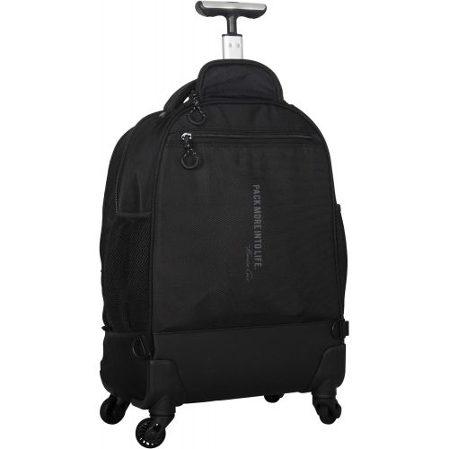  Kenneth Cole Reaction 17 Polyester Dual Compartment 4-Wheel Laptop Backpack, Black