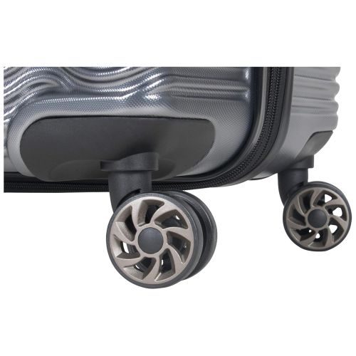  Kenneth Cole Reaction Wave Rush 28 Lightweight Hardside 8-Wheel Spinner Expandable Checked Suitcase, Metallic Charcoal