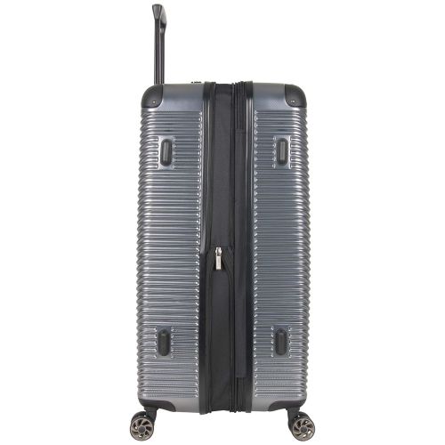  Kenneth Cole Reaction Wave Rush 28 Lightweight Hardside 8-Wheel Spinner Expandable Checked Suitcase, Metallic Charcoal