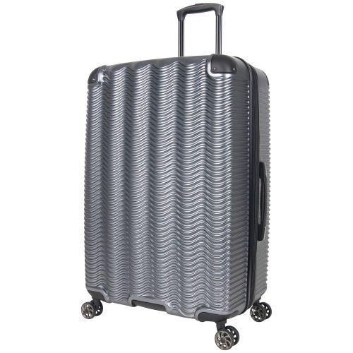  Kenneth Cole Reaction Wave Rush 28 Lightweight Hardside 8-Wheel Spinner Expandable Checked Suitcase, Metallic Charcoal