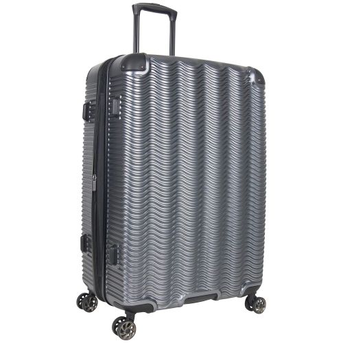  Kenneth Cole Reaction Wave Rush 28 Lightweight Hardside 8-Wheel Spinner Expandable Checked Suitcase, Metallic Charcoal