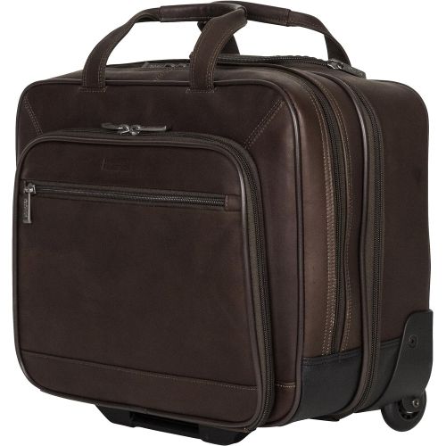  Kenneth Cole Reaction Colombian Leather 15.6 Top Zip Wheeled Laptop Portfolio, Brown