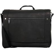 Kenneth Cole Reaction Mens Mess Essentials Colombian Leather Business 15.6 Laptop Messenger Bag, Black