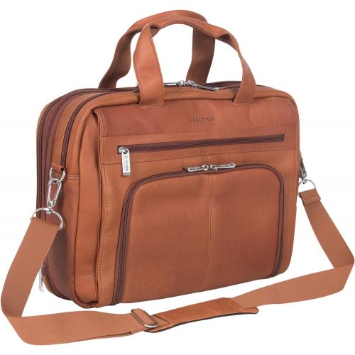  Kenneth Cole Reaction Manhattan Colombian Leather Expandable RFID 15.6 Laptop & Tablet Briefcase Bag Laptop