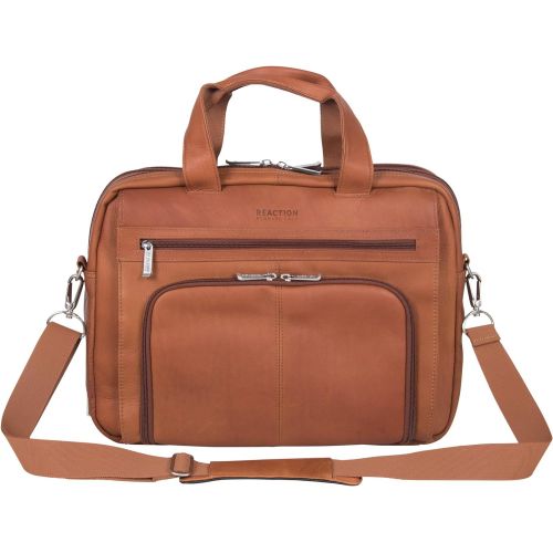  Kenneth Cole Reaction Manhattan Colombian Leather Expandable RFID 15.6 Laptop & Tablet Briefcase Bag Laptop