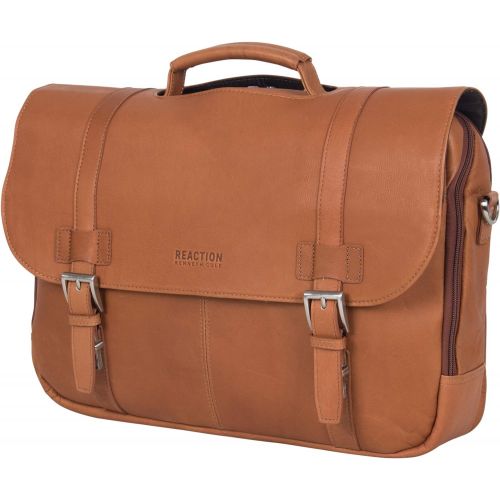  Kenneth Cole Reaction Show Business Full-Grain Colombian Leather Dual Compartment Flapover 15.6-inch Laptop Business Portfolio