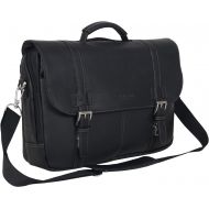 [아마존베스트]Kenneth Cole Reaction Show Full-Grain Colombian Leather Dual Compartment Flapover 15.6-inch Laptop Business Portfolio, Black, One Size