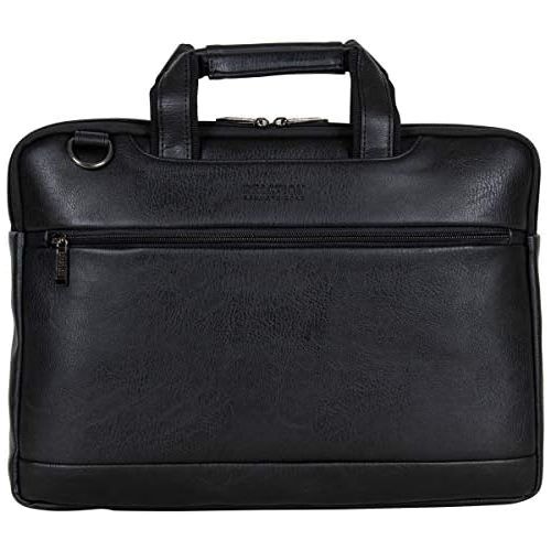  [아마존베스트]Kenneth Cole Reaction ProTec Faux Pebbled Leather Slim 16 Laptop Business Briefcase / Tablet Bag, Black