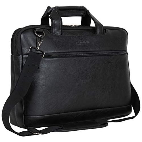  [아마존베스트]Kenneth Cole Reaction ProTec Faux Pebbled Leather Slim 16 Laptop Business Briefcase / Tablet Bag, Black