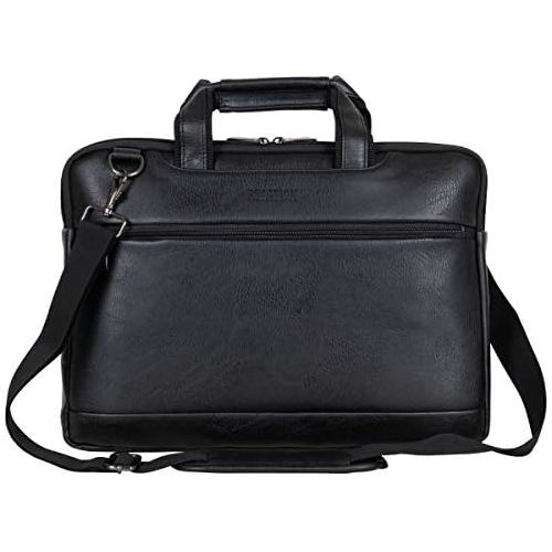  [아마존베스트]Kenneth Cole Reaction ProTec Faux Pebbled Leather Slim 16 Laptop Business Briefcase / Tablet Bag, Black