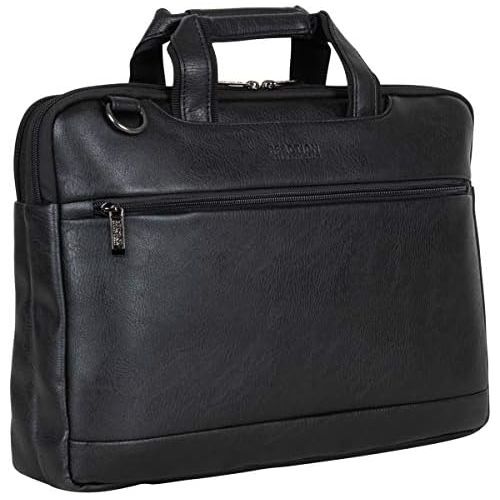  [아마존베스트]Kenneth Cole Reaction ProTec Faux Pebbled Leather Slim 16 Laptop Business Briefcase / Tablet Bag, Black