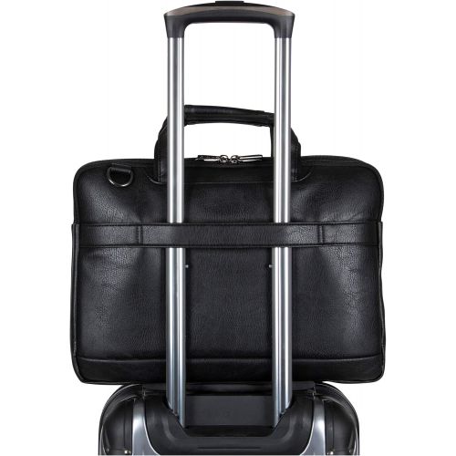  [아마존베스트]Kenneth Cole Reaction ProTec Faux Pebbled Leather Slim 16 Laptop Business Briefcase / Tablet Bag, Black