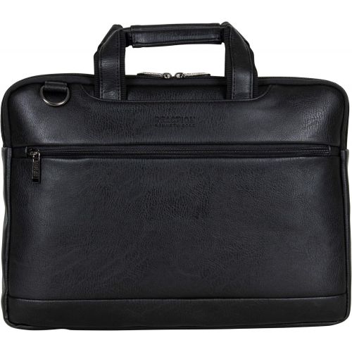  [아마존베스트]Kenneth Cole Reaction ProTec Faux Pebbled Leather Slim 16 Laptop Business Briefcase / Tablet Bag, Black